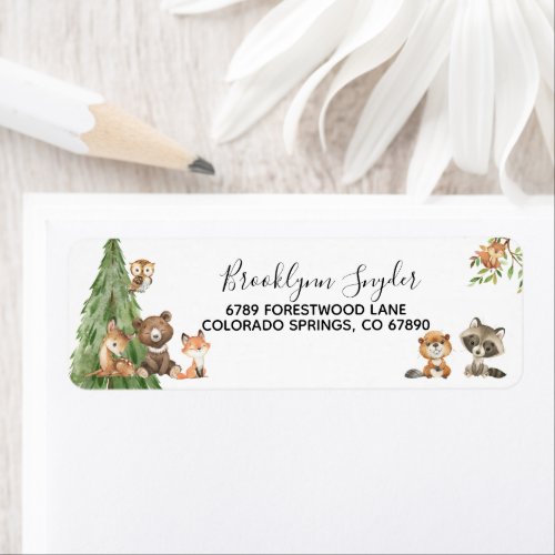 Forest Woodland Animal Return address Label