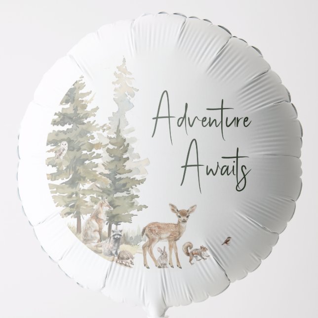Forest Woodland Animals Adventure Awaits Balloon (Front)
