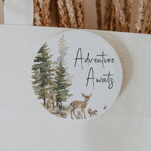 Forest Woodland Animals Adventure Awaits Button