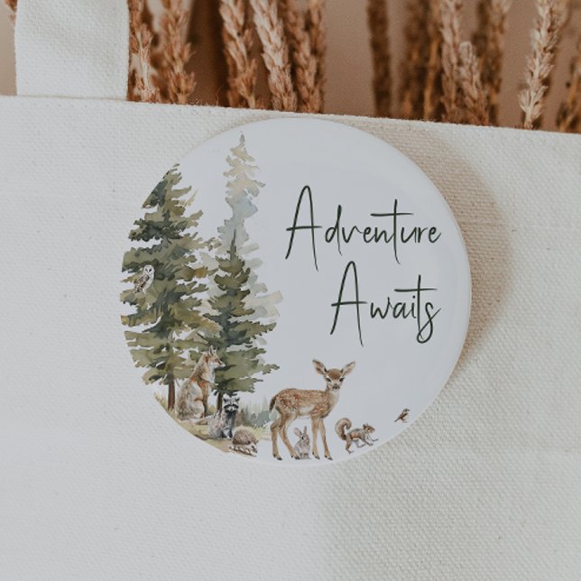Forest Woodland Animals Adventure Awaits Button (Creator Uploaded)