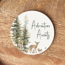 Forest Woodland Animals Adventure Awaits Round Paper Coaster