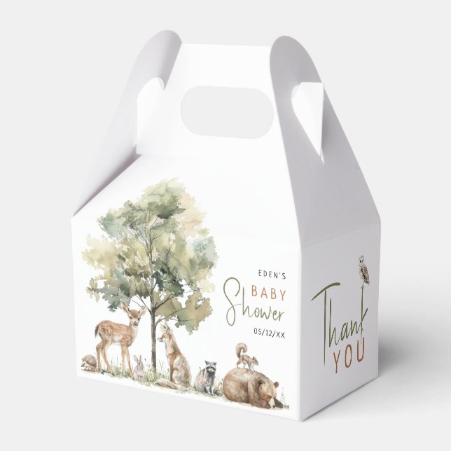 Forest Woodland Animals Adventure Baby Shower  Favor Boxes (Front Side)