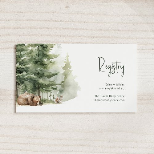 Forest Woodland Animals Baby Registry Enclosure Card