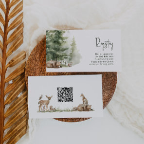 Forest Woodland Animals Baby Registry QR Code Enclosure Card