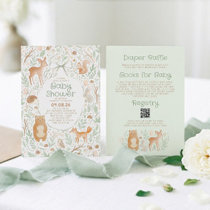 Forest Woodland Animals Baby Shower All in One Invitation