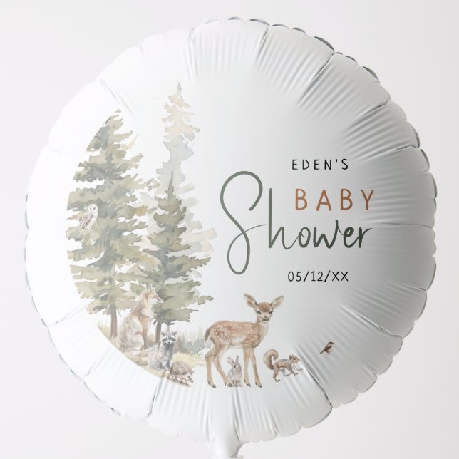 Forest Woodland Animals Baby Shower Balloon (Front)