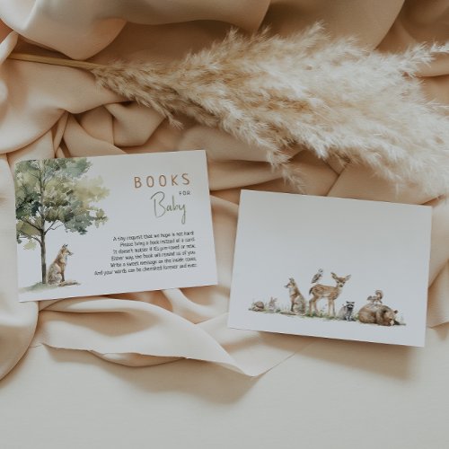Forest Woodland Animals Baby Shower Books For Baby Enclosure Card