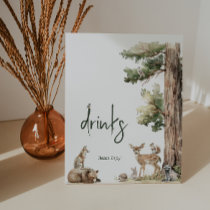 Forest Woodland Animals Baby Shower Drinks Pedestal Sign