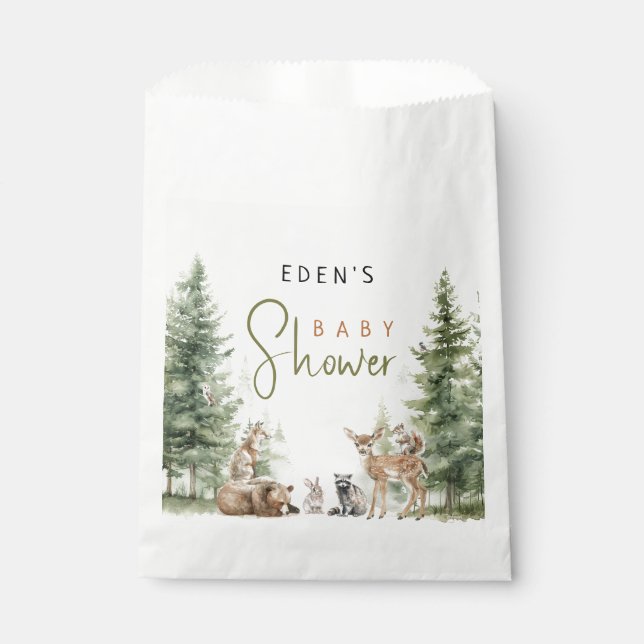 Forest Woodland Animals Baby Shower Favor Bag (Front)
