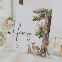 Forest Woodland Animals Baby Shower Favors Pedestal Sign