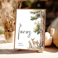 Forest Woodland Animals Baby Shower Favors Sign