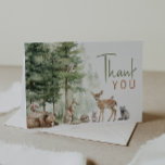 Forest Woodland Animals Baby Shower Folded Thank You Card<br><div class="desc">Introducing our forest woodland animals baby shower folded thank you card, perfect for a cute and whimsical celebration! Featuring a watercolor forest story theme with adorable creatures like a fox, brown bear, bunny, and deer, it's great for a gender-neutral shower. This bohemian-inspired design sets a sweet and simple scene with...</div>