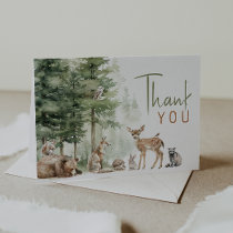 Forest Woodland Animals Baby Shower Folded Thank You Card