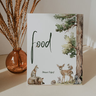 Forest Woodland Animals Baby Shower Food Pedestal Sign