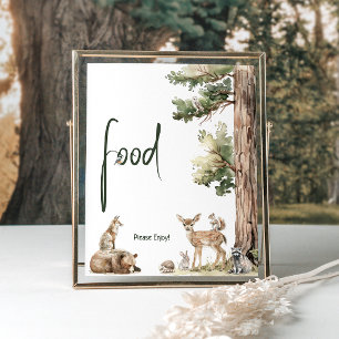 Forest Woodland Animals Baby Shower Food Sign