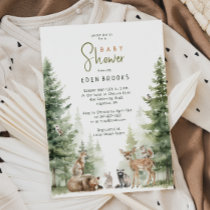 Forest Woodland Animals Baby Shower Invitation