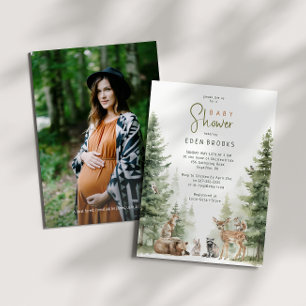 Forest Woodland Animals Baby Shower Photo Invitation