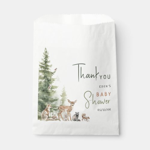 Forest Woodland Animals Baby Shower Thank You Favor Bag