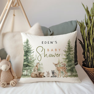 Forest Woodland Animals Baby Shower Throw Pillow