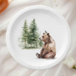 Forest Woodland Animals Bear And Bird Baby Shower Paper Plates<br><div class="desc">Introducing our forest woodland animals bear and bird baby shower paper plates, perfect for a cute and whimsical celebration! Featuring a watercolor forest story theme with an adorable bear and bird, it's great for a gender-neutral shower. This bohemian-inspired design sets a sweet and simple scene with its natural landscape of...</div>
