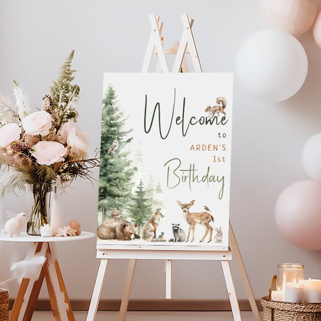 Forest Woodland Animals Birthday Welcome Foam Board (Creator Uploaded)
