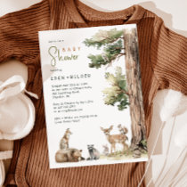 Forest Woodland Animals Couples Baby Shower Invitation