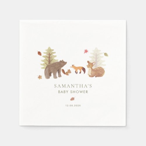 Forest Woodland Animals Cute Baby Shower Paper Napkins