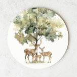 Forest Woodland Animals | Deer Family Baby Shower Round Paper Coaster<br><div class="desc">Introducing our forest woodland animals | deer family baby shower round paper coaster – perfect for a cute and whimsical celebration! Featuring a watercolor forest story theme with an adorable family of deer, it's great for a gender-neutral shower. This bohemian-inspired design sets a sweet and simple scene with its natural...</div>