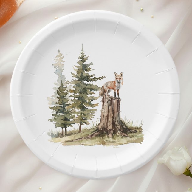 Forest Woodland Animals | Fox Baby Shower Paper Plates (Creator Uploaded)