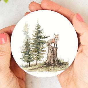 Forest Woodland Animals Fox Baby Shower Round Paper Coaster