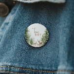 Forest Woodland Animals Gender Reveal Team Boy Button<br><div class="desc">Introducing our forest woodland animals gender reveal team boy button – perfect for a cute and whimsical celebration! Featuring a modern watercolor forest theme with adorable creatures like a fox, brown bear, bunny, and deer, it's great for a gender-neutral shower. This bohemian design sets a sweet and simple scene with...</div>
