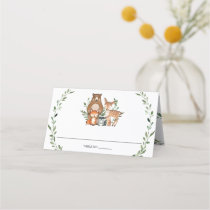 Forest Woodland Animals Greenery Baby Shower Tent  Place Card