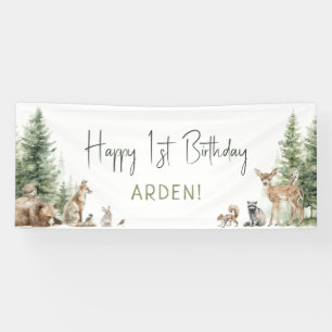 Forest Woodland Animals Happy Birthday Welcome Banner