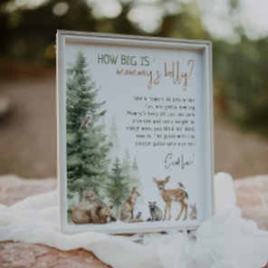 Forest Woodland Animals How Big Is Mommy's Belly Poster