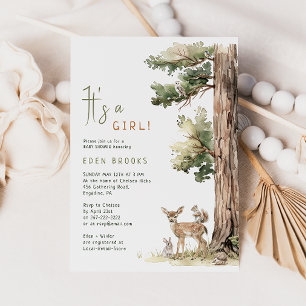 Forest Woodland Animals   Its A Girl! Baby Shower Invitation