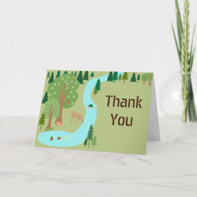 Forest Woodland Animals Nature Scene Thank You Card (Front)