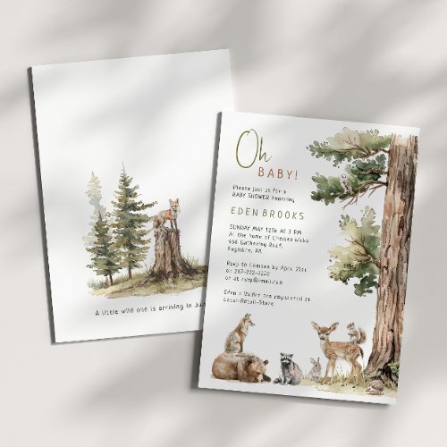 Forest Woodland Animals Oh Baby Baby Shower Invitation