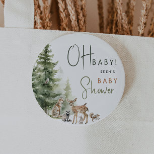 Forest Woodland Animals Oh Baby Button