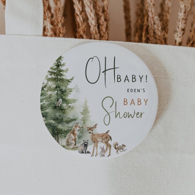 Forest Woodland Animals Oh Baby Button (Creator Uploaded)