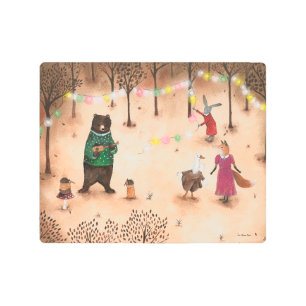 Forest Woodland Animals Party Illustration Metal Print