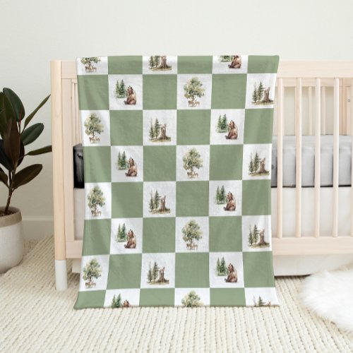 Forest Woodland Animals Pattern Baby Blanket