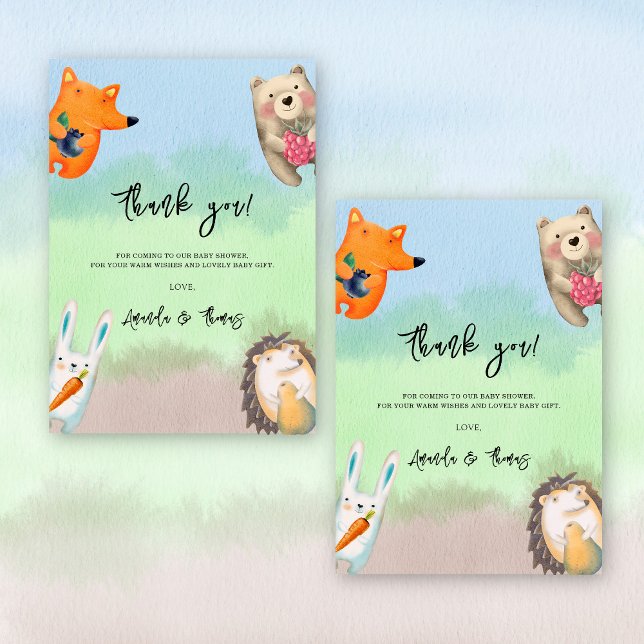 Forest woodland animals - thank you baby shower card (Creator Uploaded)