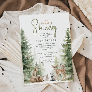 Forest Woodland Animals Tiny Friend Shindig Invitation