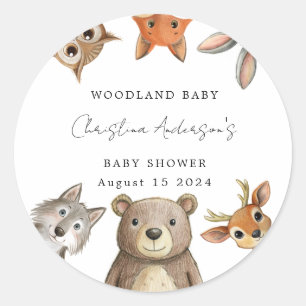 Forest Woodland Animals Travel Baby Shower Classic Round Sticker
