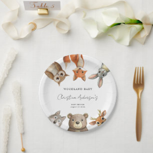 Forest Woodland Animals Travel Baby Shower Paper Plates