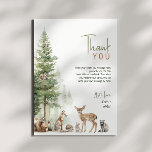 Forest Woodland Animals Vertical Baby Shower Flat Thank You Card<br><div class="desc">Introducing our forest woodland animals vertical baby shower flat thank you card, perfect for a cute and whimsical celebration! Featuring a watercolor forest story theme with adorable creatures like a fox, brown bear, bunny, and deer, it's great for a gender-neutral shower. This bohemian-inspired design sets a sweet and simple scene...</div>