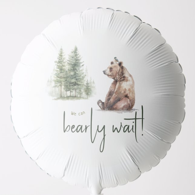 Forest Woodland Animals We Can Bearly Wait Balloon (Front)