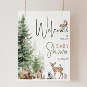 Forest Woodland Animals Welcome Baby Shower Sign