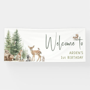 Forest Woodland Animals Welcome Birthday Party Banner