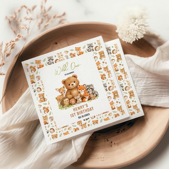 Forest Woodland Animals Wild One 1st Birthday Napkins (Forest Woodland Animals Wild One 1st Birthday Napkins
)